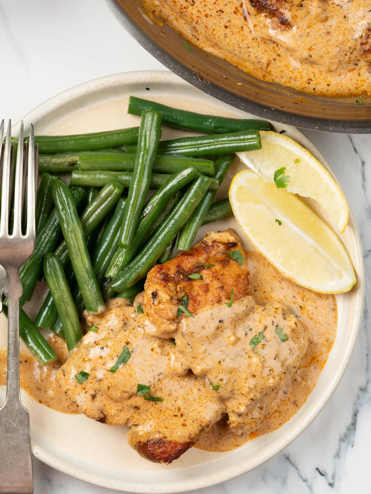 Garlic Herb Cajun Chicken (THIGH)  With Mash And Green Beans