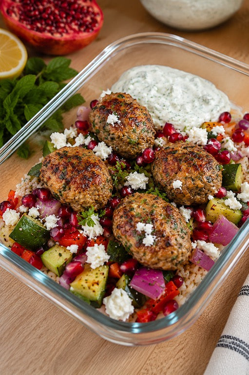 Chicken Koftas With Mediterranean Rice