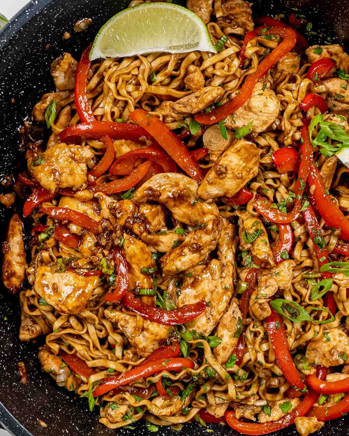 Chilli Garlic Chicken With Noodles And Peppers